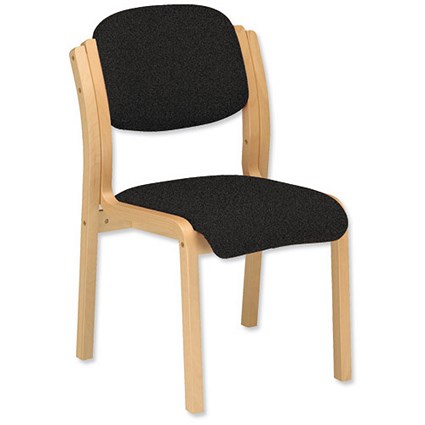 Trexus Side Chair Wood Upholstered Stackable Seat W405xD500xH480mm Charcoal