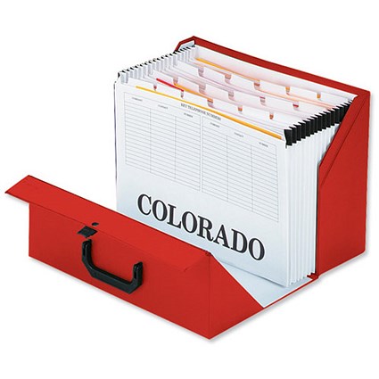 Rexel Colorado Expanding Box File / A-Z / Foolscap / Red