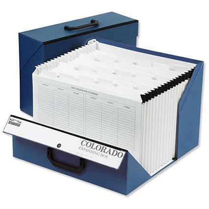 Rexel Colorado Expanding Box File / A-Z / Foolscap / Blue