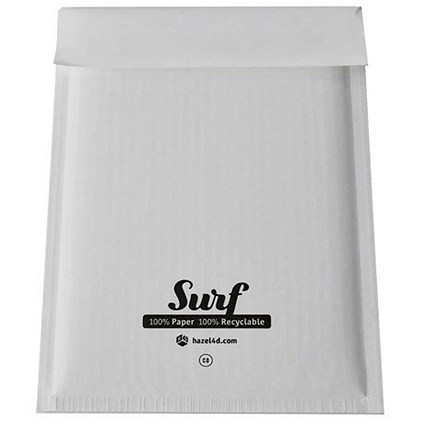 Surf All Paper Padded Mailing Envelopes Size C(0) 100% Recyclable Internal Size 150mm x 207.5mm White (Box 200) - HONEYC0 Surf All Paper Padded Mailing Envelopes Size C(0) 100% Recyclable Internal Size 150mm x 207.5mm White (Box 200) - HONEYC0