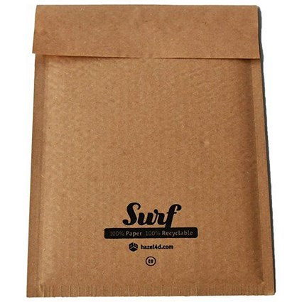 Surf All Paper Padded Mailing Envelopes Size C(0) 100% Recyclable Internal Size 150mm x 207.5mm Brown (Box 200) - HONEC0K