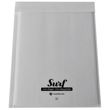 Surf All Paper Padded Mailing Envelopes Size G(4) 100% Recyclable Internal Size 240mm x 330mm White (Box 100) - SURFG4