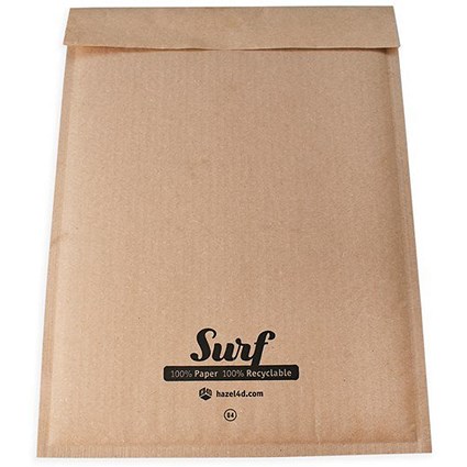 Surf All Paper Padded Mailing Envelopes Size G(4) 100% Recyclable Internal Size 240mm x 330mm Brown (Box 100) - SURFG4K
