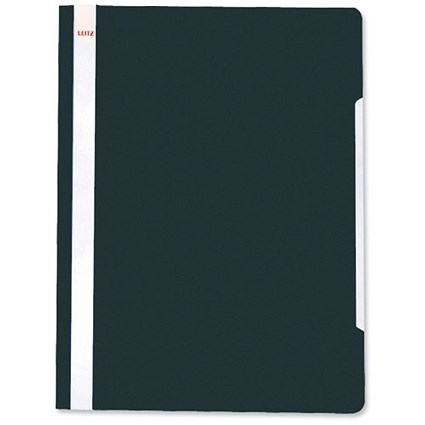 Leitz Standard Data Files Semi-rigid PVC Clear Front 20mm Title Strip A4 Black [Pack 25]