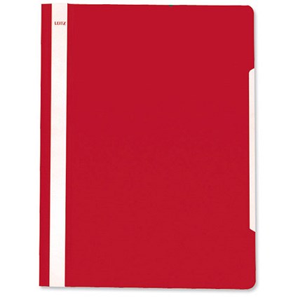 Leitz Standard Data Files Semi-rigid PVC Clear Front 20mm Title Strip A4 Red [Pack 25]