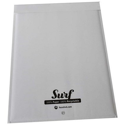 Surf All Paper Padded Mailing Envelopes Size K(7) 100% Recyclable Internal Size 350mm x 470mm White (Box 100) - SURFK7