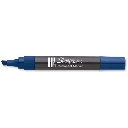 Sharpie W10 Permanent Marker Chisel Tip 1.2-5mm Line Blue [Pack 12]