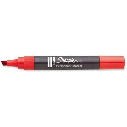 Sharpie W10 Permanent Marker Chisel Tip 1.2-5mm Line Red [Pack 12]