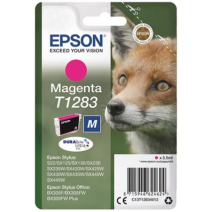 Epson T1283 Ink Cartridge DURABrite Ultra Fox Magenta C13T12834012