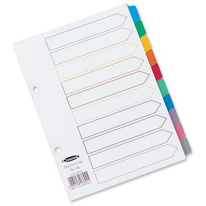 Concord Index Multicolour-tabbed Mylar-Reinforced 2 Holes 10-Part A5 White