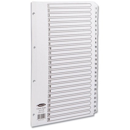 Concord Classic Index / Mylar-reinforced / Punched 4 Holes / 1-25 / A4 / White