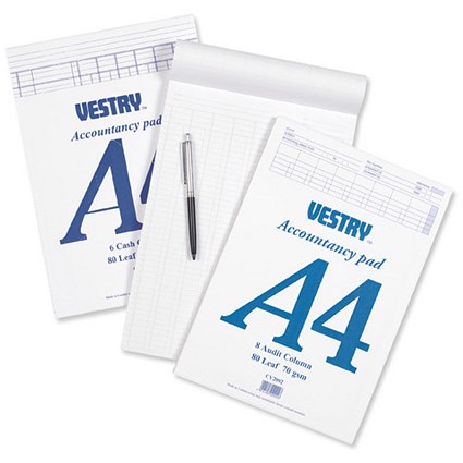 Vestry Accountants Pad / 6 Cash Columns / 80 Leaf / Ref: CV2085