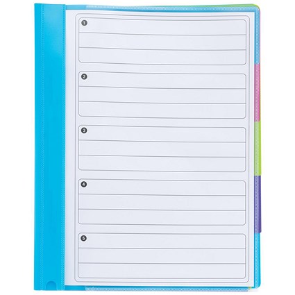 Rexel Joy A4 5-Part File, Colour-coded Indexed Sections, Opaque