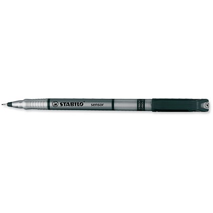 Stabilo Sensor 189 Fineliner Pen Water-based Ink 0.8 Tip 0.3mm Line Black [Pack 10]