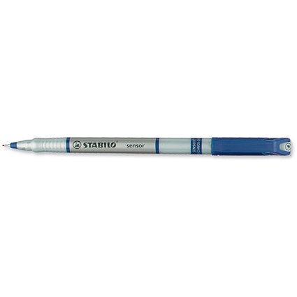 Stabilo Sensor 189 Fineliner Pen Water-based Ink 0.8 Tip 0.3mm Line Blue [Pack 10]