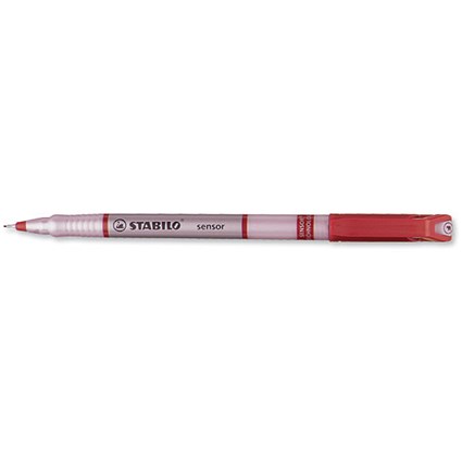 Stabilo Sensor 189 Fineliner Pen Water-based Ink 0.8 Tip 0.3mm Line Red [Pack 10]