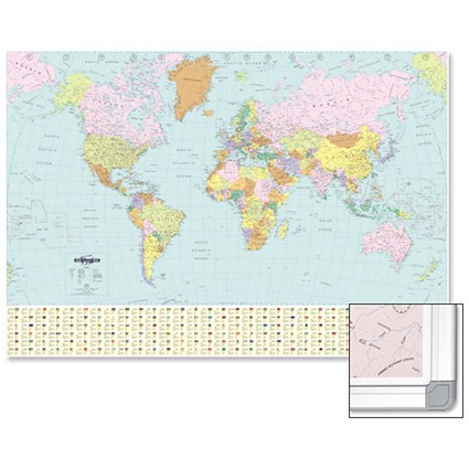Map Marketing World Political Map Framed W1200xH830mm