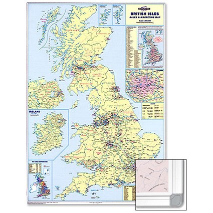 Map Marketing Sales and Marketing Map Framed 12.5 Miles/inch Scale W866xH1236mm