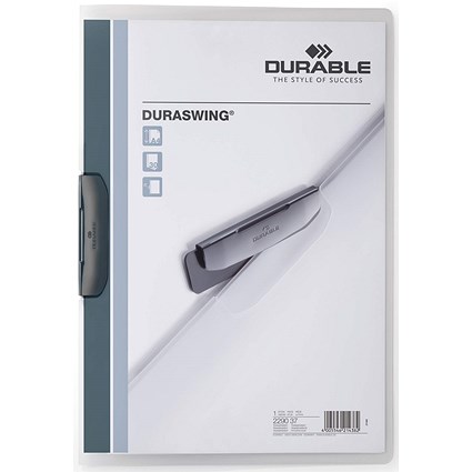 Durable A4 Duraswing Folders, 3mm Spine, Graphite, Pack of 5