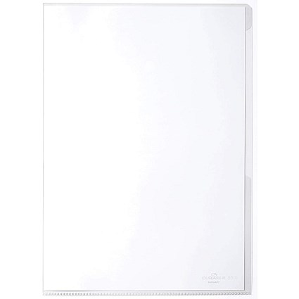 Durable A4 Plastic Cut Flush Document Wallet Folder, Clear, Pack of 10