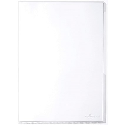Durable A4 Cut Flush Business Document Wallet Folders, Clear, Pack of 50