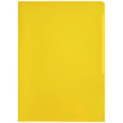 Durable A4 Cut Flush Document Wallet Folders, Yellow, Pack of 100