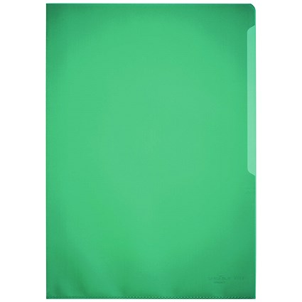 Durable A4 Cut Flush Document Wallet Folders, Green, Pack of 100