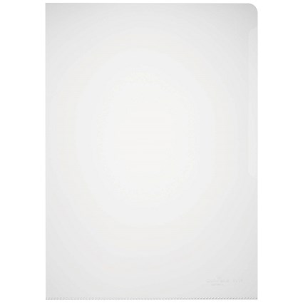 Durable A4 Plastic Cut Flush Document Wallet Folder, Clear, Pack of 100 Durable A4 Plastic Cut Flush Document Wallet Folder, Clear, Pack of 100