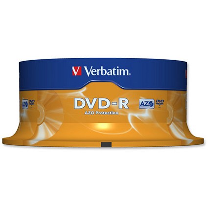 Verbatim DVD-R Recordable Disk Write-once on Spindle 16x Speed 120min 4.7Gb [Pack 25]