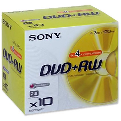 Sony DVD+RW Rewritable Disk Cased 120min 4.7Gb [Pack 10]