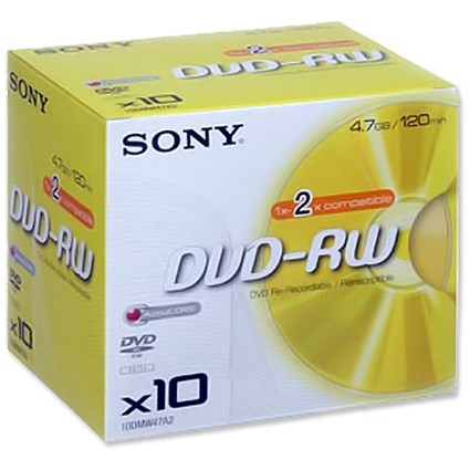 Sony DVD-RW Rewritable Disk Cased 120min 4.7Gb [Pack 10]