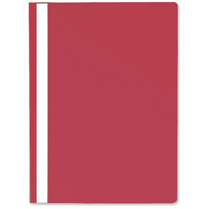 Rexel Report Flat File Lightweight Polypropylene with Indexing Strip A4 Red [Pack 25]