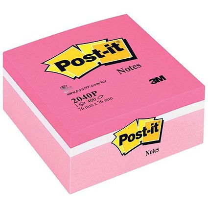 Post-it Note Cube, 76x76mm, Pastel Pink, 450 Notes per Cube