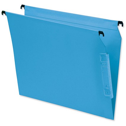 Bantex Flex Lateral File Kraft 220gsm V-base W330mm Blue [Pack 25]