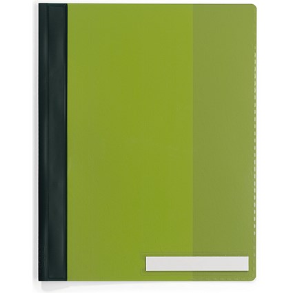 Durable A4+ Clear View Folder with Labelling Window, Green, Pack of 25