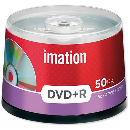 Imation DVD+R Recordable Disk Write-once on Spindle 16x Speed 120min 4.7GB [Pack 50]