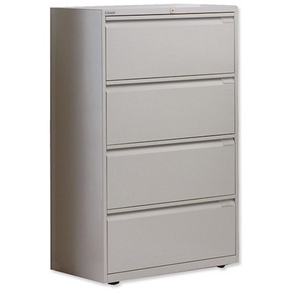 Bisley Side Filing Cabinet 4-Drawer W800xD470xH1301-1325mm Goose Grey Ref SF4N