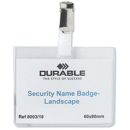 Durable Name Badges Security with Rotating Clip 60x90mm [Pack 5]