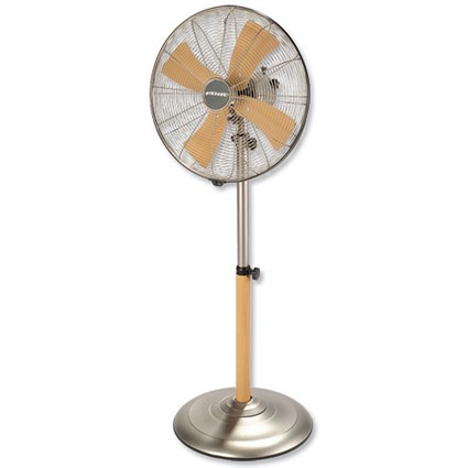 Bionaire Pedestal Fan Tilt Oscillating 3-Speed Dia.406mm H880-1180mm Chrome and Beech