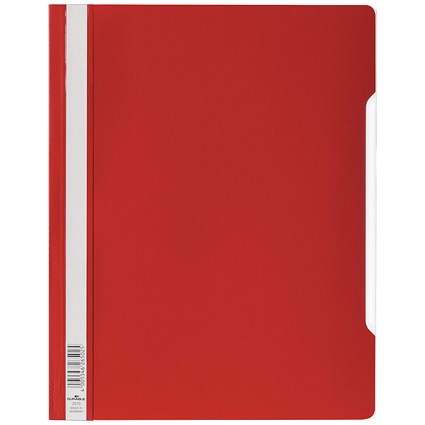 Clear View File Red Durable A4+ Clear View Folder, Red, Pack of 50 | Paperstone