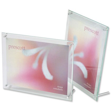Deflecto Sign or Menu Display Holder Bevelled Edge Acrylic 102x152mm Clear