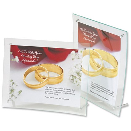 Deflecto Sign or Menu Display Holder Bevelled Edge Acrylic 216x279mm Curved Clear