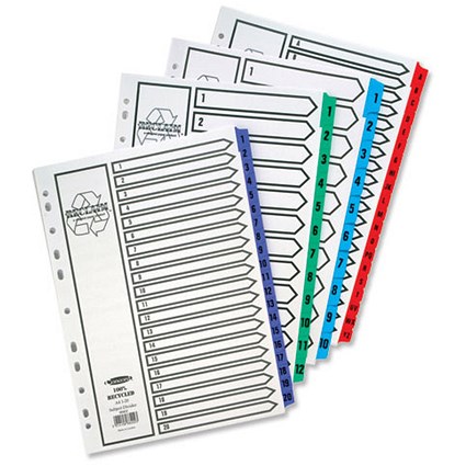 Concord Recycled Index Europunched A-Z 20-Part Red Tabs A4 White