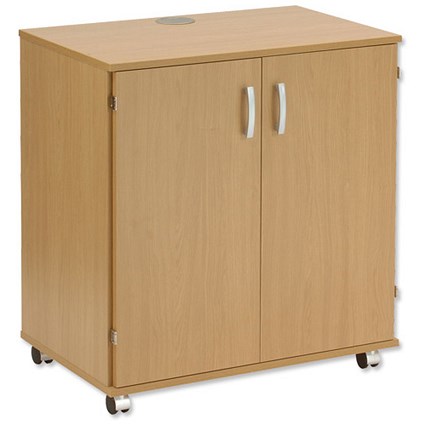 Trexus Mobile PC Cabinet with Keyboard Shelf and Printer Stand W750xD510xH829mm Oak