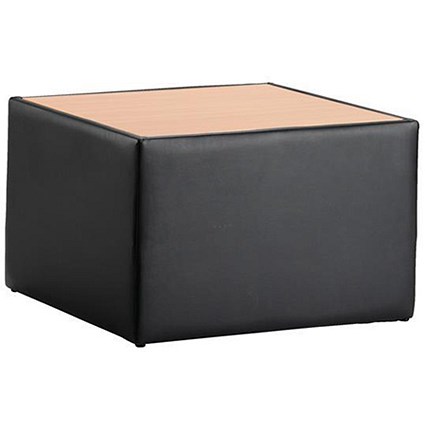 Adroit Reception Table Vinyl with Light Oak Top W620xD620xH380mm Black