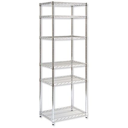 Trexus Shelving Unit Wire Adjustable 6 Tier Capacity 300kg each W610xD457xH1830mm Chrome