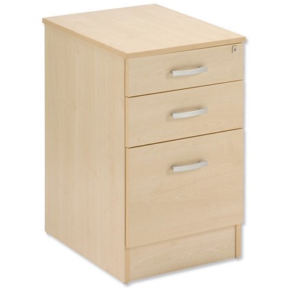 Trexus Filing Pedestal 600 Desk-high 3 Drawer Lockable W410xD600xH720mm Maple