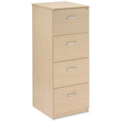Trexus Filing Cabinet Lockable 4 Drawer Foolscap W476xD598xH1320mm Maple