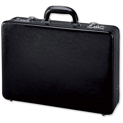 Alassio Attaché Case / 3x A4 Compartments / Expandable by 20mm / Leather / Black