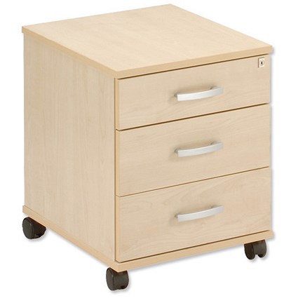 Trexus Mobile Pedestal 3 Drawer Lockable W408xD510xH530mm Maple